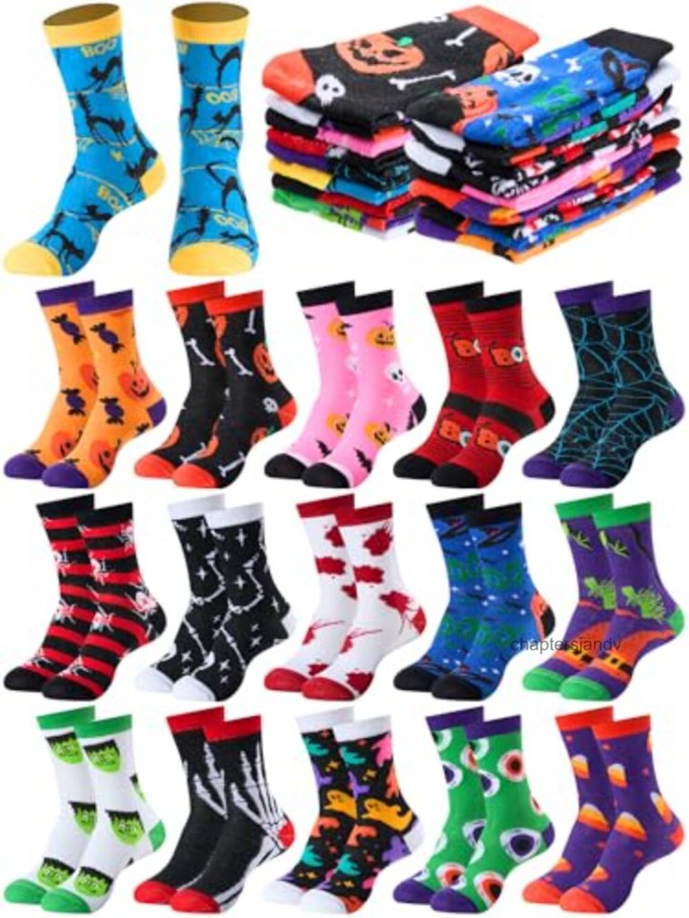 16 Pairs Halloween Crew Socks Polyester Novelty Gift